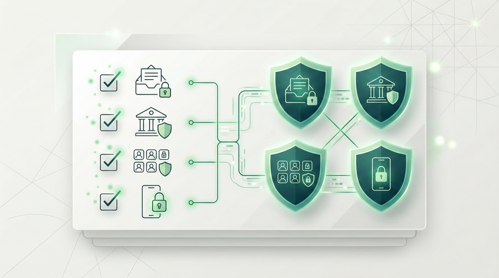 Ilustración de checklist de seguridad para cuentas personales